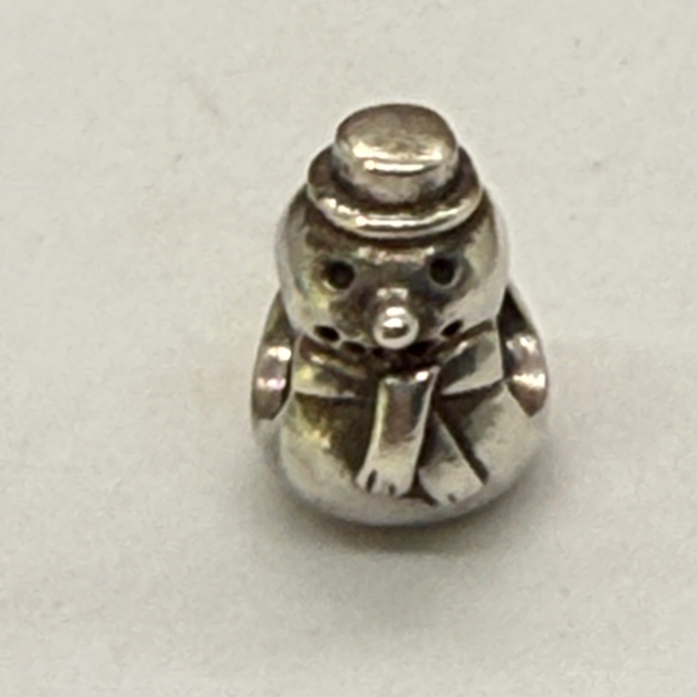 Retired Pandora Sterling Silver Snowman Charm 925 ALE – Holiday Collector’s Bead